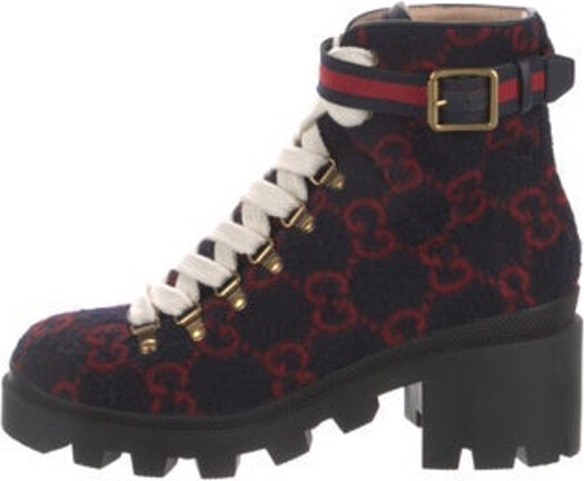 Gucci GG Logo Wool Combat Boots - ShopStyle