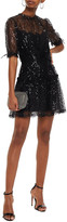 Thumbnail for your product : Jonathan Simkhai Tie-detailed Sequined Lace Mini Dress