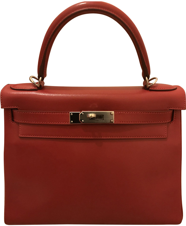 Hermã ̈S HermAs Kelly 28 Red Leather Handbags