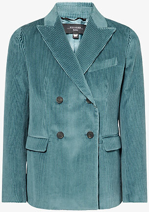 Weekend Max Mara Womens Oil Katanga Double-Breasted Cotton-Corduroy Blazer 8