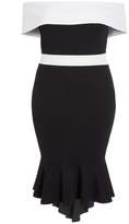 Thumbnail for your product : Quiz Curve Black And White Bardot Dip Hem Dress