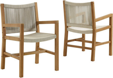 Modway Vienna Outdoor Patio Teak And Rope Dining Armchairs Set Of 2 In Natural