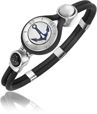 Forzieri Anchor & Compass Stainless Steel and Rubber Bracelet