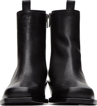 Ann Demeulemeester Black Square Toe Wedge Heel Boots