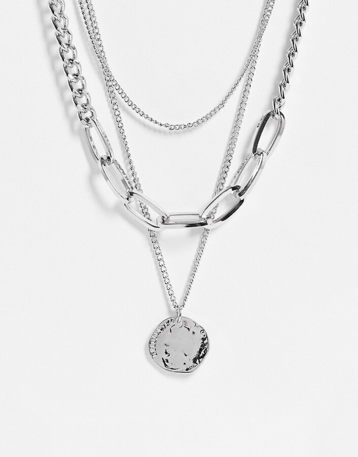 Topshop crystal pendant chain necklace in silver - ShopStyle