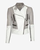 Thumbnail for your product : Yigal Azrouel Two Tone Croc Embossed Leather Jacket: Stone