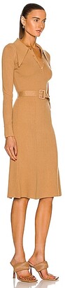 JoosTricot Long Sleeve Midi Polo Dress in Tan