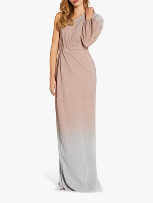 Adrianna Papell Metallic Ombre Gown, Silver/Blush