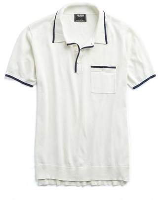 Todd Snyder Italian Silk/Cotton Tipped Knit Polo in White