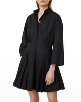 Thumbnail for your product : Vince Band-Collar Pleated Mini Shirtdress