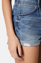 Thumbnail for your product : Topshop Moto 'Rosa' High Rise Denim Shorts (Mid Stone)