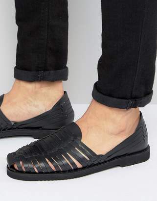 Kg Kurt Geiger Kg By Kurt Geiger Woven Sandals In Black Leather