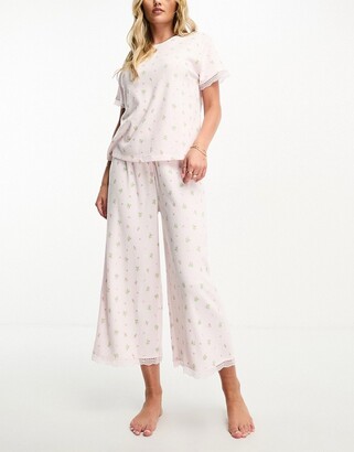 ASOS DESIGN mix & match ditsy pyjamas in white