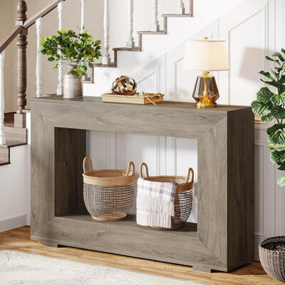 Farmhouse Console Table, 47 Inches Entryway Console Table With Storage,Black