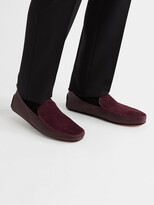Thumbnail for your product : Manolo Blahnik Mayfair Leather and Suede Slippers - Men - Burgundy - UK 8
