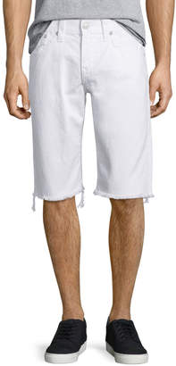 True Religion Ricky Flap-Pocket Cutoff Shorts, White