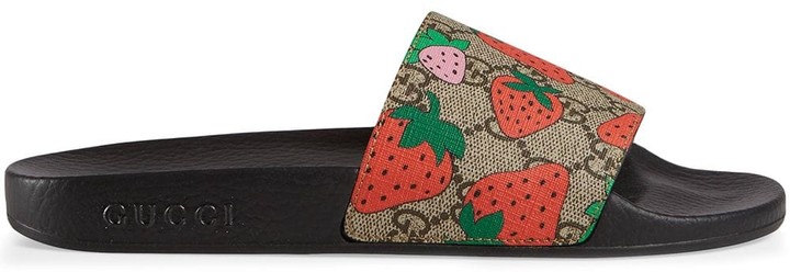 gucci slides with strawberries