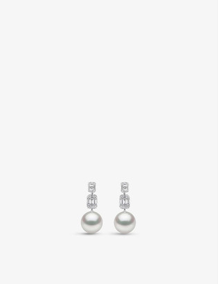 Yoko London Starlight South Sea pearl, diamond and 18ct white gold drop earrings