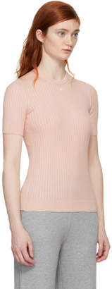 Courreges Pink Ribbed Mock Neck Sweater
