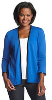 Thumbnail for your product : Rafaella Faux Leather Trim Open Cardigan