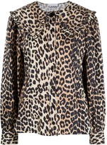 Thumbnail for your product : Ganni Exaggerated-Collar Leopard-Print Blouse