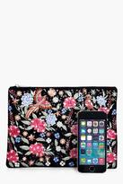 Thumbnail for your product : boohoo Lexi Embroidered Bird Floral Clutch Bag