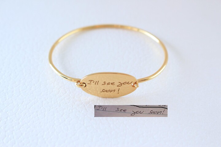 Etsy Custom Actual Handwriting Jewelry - Bangle Engraved Signature Bracelet Keepsake Sentimental Mother Gift