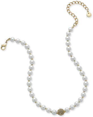 Charter Club Gold-Tone Pavé Fireball and Imitation Pearl Choker Necklace, Created for Macy's