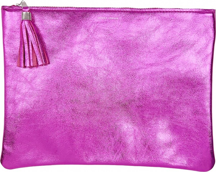Tracey Tanner Women's Foil Xl Zip Pouch With Tassel In Matte Foil Orchid