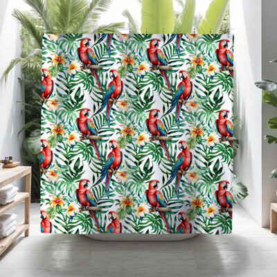 ULLI HOME Pruitt Tropical Birds and Plants Shower Curtain