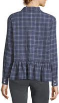 Thumbnail for your product : The Great The Ruffle Long-Sleeve Plaid Oxford Shirt