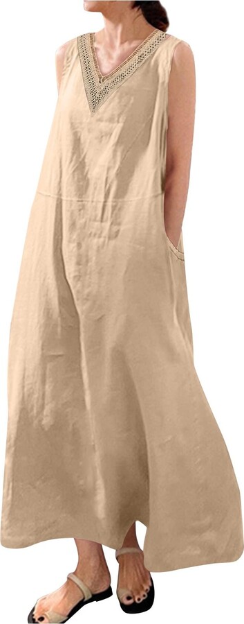 Generic SamMoSon Womens Dresses Cotton Linen Dress Women's