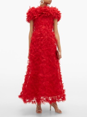 Rodarte Rosette-applique Tulle Gown - Red