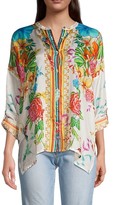 Thumbnail for your product : Johnny Was Sabrina Floral Silk Tunic Blouse