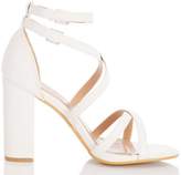 Thumbnail for your product : Quiz White Cross Strap Block Heeled Sandals