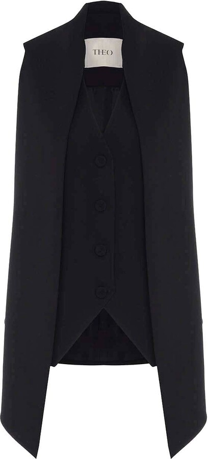 Theo the Label Daphne Tie Front Vest Jacket - Black