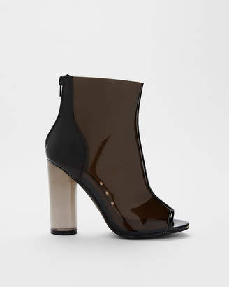 clear peep toe booties