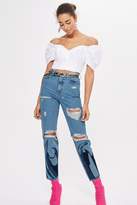 Thumbnail for your product : Topshop Flame Applique Mom Jeans
