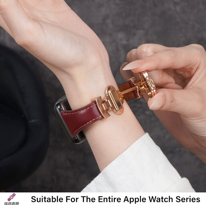 TRELLISI Four-leaf Clover Magnetic Leather Strap for Apple Watch 10 Band 46mm 44/42mm 45mm Thin Bracelet iWatch Series Women Watchband