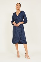 Thumbnail for your product : Yumi Navy Sequin Wrap Dress