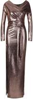 Thumbnail for your product : boohoo Metallic Off The Shoulder Split Maxi Dress