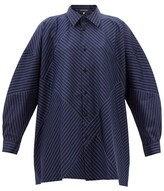 Thumbnail for your product : eskandar Striped Cotton-poplin Shirt - Navy Stripe