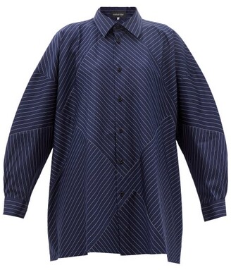 eskandar Striped Cotton-poplin Shirt - Navy Stripe