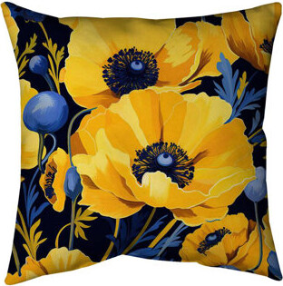 Begin Edition International Inc. Yellow and Blue Floral – Outdoor Throw Pillow with Insert Weather-Resistant