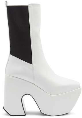 Marques Almeida Open Toe Leather Platform Boots - Womens - White