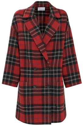 RED Valentino Tartan Double-Breasted Coat