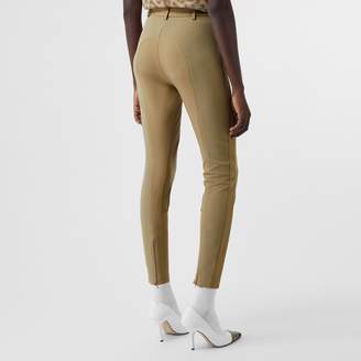 Burberry Lambskin Panel Stretch Crepe Jersey Trousers