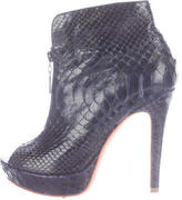 Thumbnail for your product : Alexandre Birman Python Peep-Toe Ankle Boots