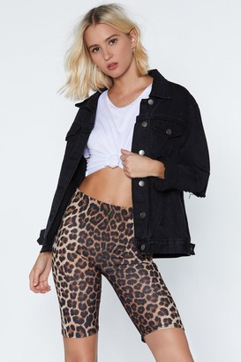 Nasty Gal Womens If You Could See Me Meow Leopard Biker Shorts - Brown - 8