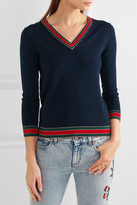 Thumbnail for your product : Gucci Striped Wool Sweater - Midnight blue